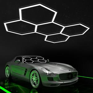 Hexagon LED Honeycomb Garage Lights – Super Bright Ceiling Lamp for Car Detailing & Workshop