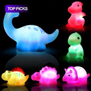 Dinosaur Design Bath Toy, 6 Counts/set Cute Glow Shower Toy, Light Up Bath Toy, Fun Bathing Toy for Shower Bathtub Swimming Pool