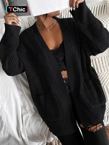 Women's Halloween Themed Plain Textured Pocket Open Front Cardigan, Casual Style Long Sleeve Fit Cardigan, Ladies Knitwear for Fall Daily Wear, Womenswear Tops