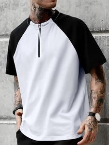 Men's Thermal Bonded Half Zip Up Tee, Casual Regular Fit Short Sleeve Collared T-shirt for Summer, Fashion Men's Top for Daily Wear, Socks