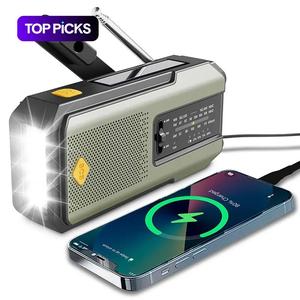 Hand-Crank/Solar-Powered Radio, Emergency Portable Survival Radio with 2000mAh Power Bank & LED Light, Portable Compact SOS Alarm Weather Radio for Outdoor Use, Multifunctional Radio, Essentials Gift #TOP PICKS