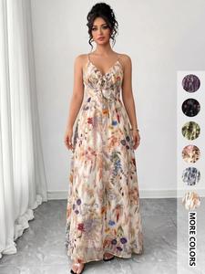 Women's Floral Print  Cami Dress, Boho Fashion Casual A Line Dress for Beach Holiday Vacation, Ladies Dress for Summer