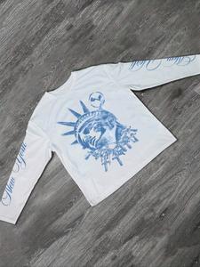 Men's Long Sleeve Graphic Tee, Slim Fit Casual T-Shirt, Diamond Pattern Liberty Print, Versatile Home Wear, Perfect Gift Choice