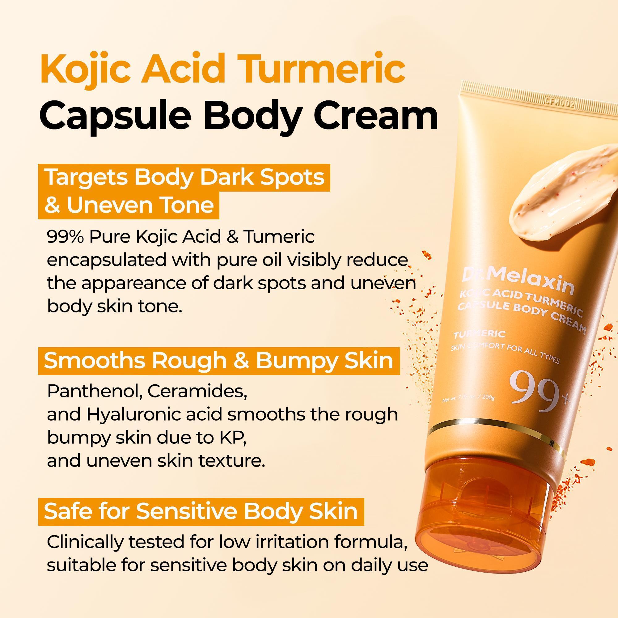 [Dr.Melaxin Official] Complete Brightening Routine | Peel Shot Serum, TX Body Peeling Shot, Kojic Acid Turmeric Capsule Body Cream & Kojic Acid Turmeric Serum Soap 4-Piece Set