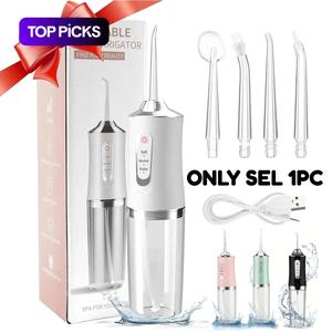 Rechargeable Water Flosser, Portable Oral Irrigator with 4 Counts Jet Tips, Waterproof Teeth Cleaner, 3 Modes Teeth Cleaning Tool for Home & Travel