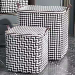 3 Large Capacity 180L Each Houndstooth Storage Bags, Foldable Dustproof with Zipper & Durable Straps, Thickened Storage Containers, Storage Organizers, Storage Boxes for Bedroom, Storage Box Organizer for Clothes, Bedroom Storage, Toy Storage