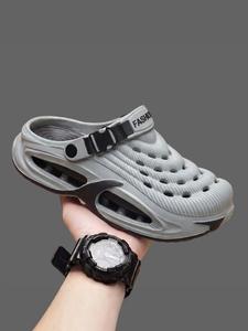 Men's Fashion Outdoor Breathable Slip-On Shoes, Thick Sole Lightweight Comfort, Summer Casual Footwear, Stylish Hole Design, Eva Slippers
