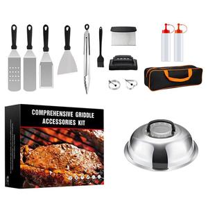 Griddle Accessories Kit, 14pcs/set Flat Top Grill Accessories Set for Blackstone and Camp Chef, Grill Spatula Set with Enlarged Spatulas, Basting Cover, Scraper for Outdoor BBQ