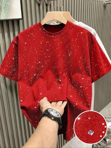 New Men's Short Sleeve T-Shirt, Fashion Starry Sky Reflective Design, Sparkling Like a Starry Sky, Essential Outerwear Item