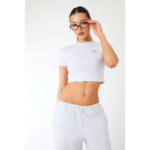 Kaiia Label Logo Baby Tee Light Grey Marl