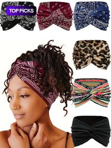 Stylish crossover bohemian hair bands with diverse patterns like leopard and paisley prints. Elastic, comfortable, non-pinching, anti-slip wide-band—must-haves for outfits. Zigzag Headband Boho Chic Headbands Elastic Stretchy Headbands Fashion Headbands