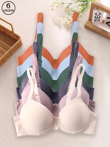 Women's Underwire Push Up Bra, Casual Basic Minimalist Adjustable Strap Plunge Lingerie, Women's Lingeries for All Seasons, National Day Offers, Underwire Underwear Set