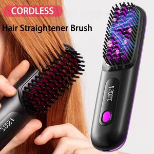 Portable Wireless Hair Straightener, Rechargeable Hair Straightening Comb, Hair Styling Tool for Home & Travel, Hair Straightening Machine, Cordless Hair Straightener