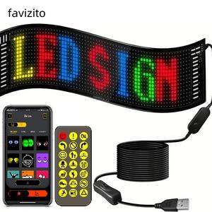 Favizito Scrolling LED Sign, Programmable Flexible LED Digital Display, Smart APP Control & Remote Control Custom Text DIY Pattern Animation Matrix Panel Board Banner LED Lights for Car Concert Party Bar Hotel Store Decor