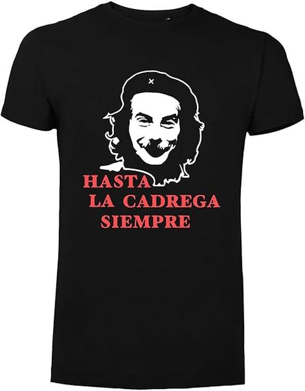 T-Shirt Hasta La Cadrega Siempre Nero con Stampa Grafica Bianco e Rosso in Cotone Premium per Uso Quotidiano
