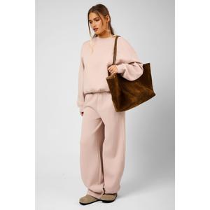 Kaiia The Label Seam Detail Side Pocket Barrel Leg Joggers Pink Champagne