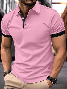 Men's Regular Fit Contrast Binding Short Sleeve Polo Shirt, Casual Comfy Top for Summer, Fashion Men's Clothes for Daily Wear