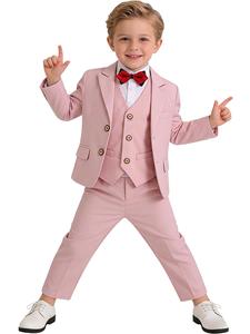 4-piece boys' suit set - perfect gift for boys, toddlers, teenagers, children, young adults, weddings, graduation ceremonies, church occasions, and more! Sizes ranging from 100 to 150 cm, formal slim-fitting boys' suit (shirt not included)! -24137