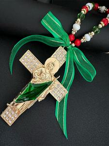 Saint Jude Cross Charm Catholic Gift, Virgen De Guadalupe Pendant, San Judas Tadeo Car Hanging, Home Door Hanger, Christmas Decoration, Religious Home Decor