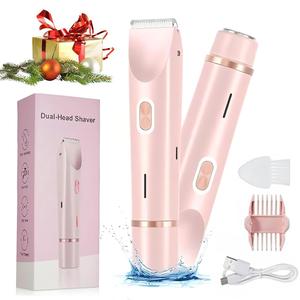 Summer Sale, Festival Gifts, Electric Bikini Trimmer, 2 in 1 Body & Facial Hair Removal, Dual-head Electric Shaver, Waterproof Rechargeable Hair Trimmer, Hair Removal Device, Electric Shaver Women, Women's Electric Shaver