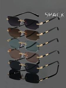 5 Pcs Frameless Edge-Trimmed Glasses, Yk2 Style Value Pack, Perfect for Daily Casual Wear, Shopping, Photography Use