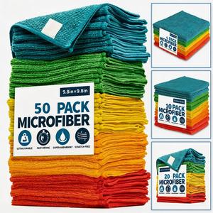 Ultra Absorbent Quick-Dry Microfiber Cloths, 5/10/20/50pcs, 9.84x9.84in, Scratch-Free, Ideal for Kitchen & Bathroom, Durable & Vibrant Colors