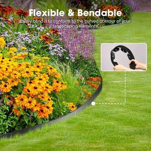 No Dig Garden Edging Kit, Landscape Border, Durable & Easy to Install, with 15 Anchoring Stakes for Flower Beds, Tree Rings & Walkways