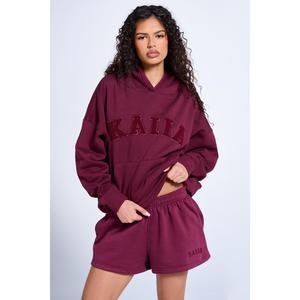 Kaiia Slogan Oversized Hoodie Deep Burgundy