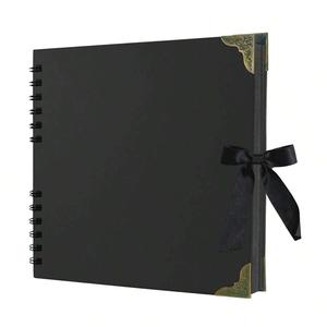 1 Book Scrapbook Album, 60 Blank Pages, Leather Paper Photo Album, Hardcover Scrapbook, Scrapbooking, Perfect for Birthday Gifts, Holiday Crafts, Home DIY (Black)