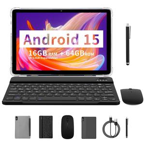 10.1 Inch Android Wifi Tablet with Bluetooth-compatible Keyboard Mouse Combo, Quad Core Processor, 16GB Storage, 64GB RAM, 1280x800 Screen, Lithium Battery, Touchscreen Android Tablet, Android Tablet Pc