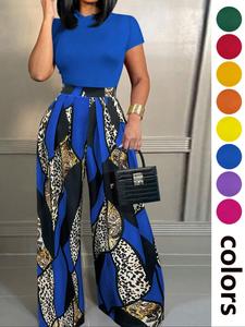 Women's Solid Color Tee & Wide Leg Pants Two-piece Set, Casual Fashion Cozy Short Sleeve T-shirt & Trousers for Daily Outdoor Wear, Ladies Summer Clothes