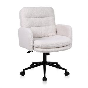 Flysky Home Office Furniture Ergonomic Desk Chair, Modern Mid Back Computer with Wheels Adjustable Height Upholstered Swivel Chair