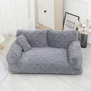 Four-Season Pet Sofa Bed, Detachable Washable Polyester Fiber Dog Cat House, Multi-Functional Pet Nest for Cats Dogs