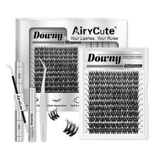 Downy | AiryCute Volume Lashes DIY False Eyelashes for Bold Dramatic Look | Lyra Style Lashes with Ultra-Dense, Waterproof, Long-Lasting Lashes | Lyra | Beginner-Friendly DIY Lashes for a Flawless, Voluminous Look | Trendy & Must-Have Clusters