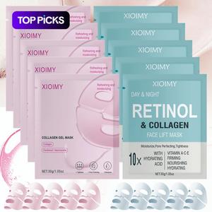 Collagen Mask Set with Niacinamide & Retinol, Deep Hydration, Smooth & Bright Skin, Anti-Dryness, Face Care, 10pcs