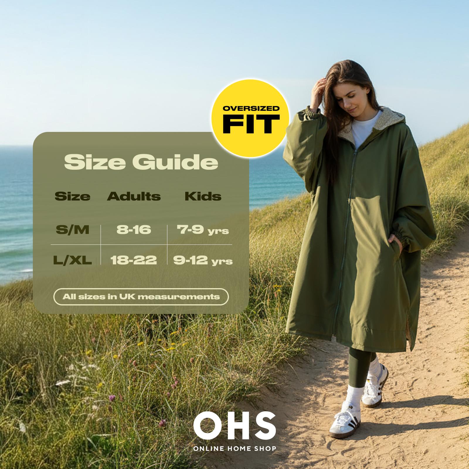 OHS Drying Robe Waterproof Wind Resistant Changing Robe Soft Sherpa Fleece Lined Oversized Hooded Long Sleeve Coat Jacket for Kids Adults Men Women Surfing Beach Swimming Keep Dry Plain Leopard Camo Gaming Bows Cherry Heart Unicorn Harlequin Zebra Geo