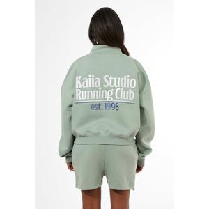 Kaiia Running Club Logo Quarter Zip Sweatshirt Green Tea