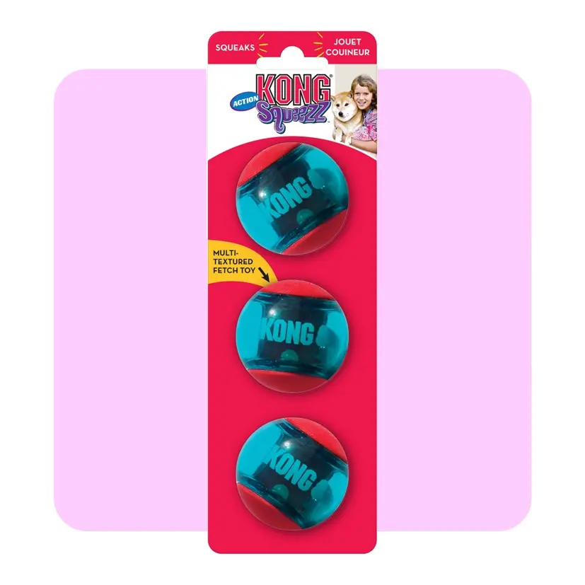 KONG Squeezz Action Balls - Fun Dog Toy for Playing and Exercising