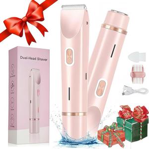 Electric Hair Trimmer for Women, 1 Box Waterproof Rechargeable Hair Shaver & Accessories, Electric Shaver for Women, 2 in 1 Dual-Head Electric Body Hair Trimmer, Wet and Dry Use Hair Trimmer for Women, Portable Hair Trimmer, USB Rechargeable Trimmer