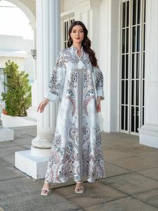 Women's Leopard Print Arabian Dress, Elegant Long Sleeve Long Dress for Daily Wear, Ladies Islamic Clothing for All Seasons