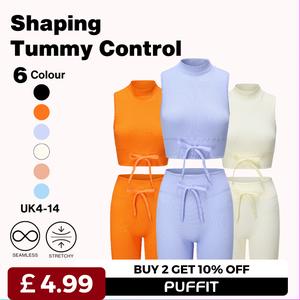 [Ships From UK] Go.G.G Sporty 2 Piece Set Mock Neck Tank Biker Short Gym Set Shaping Fitness Comfort Colourful Yoga Workout Sports Outfit Summer Womenswear