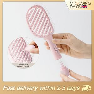 【UK Seller】2 x Detangle Hair Brush with Self-Cleaning Tool – Pink, Ergonomic Scalp Massage Brush for Wet & Dry Hair, Lightweight & Travel-Friendly, TPE & ABS Material, for Smooth & Painless Styling