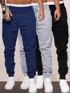 Men's Solid Color Pants, Casual Comfy Loose Trousers for Spring & Fall, Men's Bottoms for Daily Wear