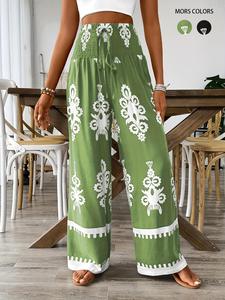 Women's Floral Print Pants, Boho Casual Comfy Trousers for Daily Wear Holiday Vacation, Ladies Bottoms for Summer, Bohemian Womenswear