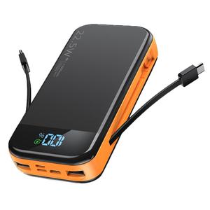 20000mAh Portable Power Bank with Built-in 2 Cables, PD20W USB C Output/Input Smartphone Power Bank with LED Digital Display Screen, Large Capacity Mobile Phone Charger, Charging, Chargeable