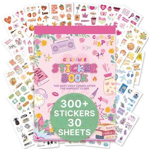 Colorful Sticker Book, 1 Count 30 Sheets Sweet & Cool Patterns Sticker Book, Aesthetic Coil-bound Decorative Sticker for Creative Marking & DIY Crafts