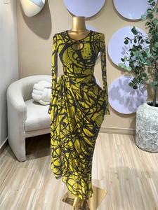 PULKRITU Elegant Women's Striped Pleated Print Long Sleeve Bodycon Maxi Prom Dress, Fashion Birthday Party Outfit Evening Gown, Perfect for Special Occasions,Lady Casual Dress,Female Brunch Dresses,Graduation Dress,