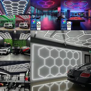 3/5/8/11/14/28 Grid Hexagon Garage Lights,6500K High Brightness Hexagon LED Lights for Garage Car Detail Retail Workshop Barber Led Effects Led Lighting