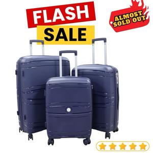 £75 Full Set of 3 SUITCASE LUGGAGE Polypropylene (PP) Navy Blue Hard Shell Suitcase Set Viral Trending Travel Luggage, Small, Medium, Large, 20 inch, 24 inch, 28 inch. MODEL: SSK LONDON PRO