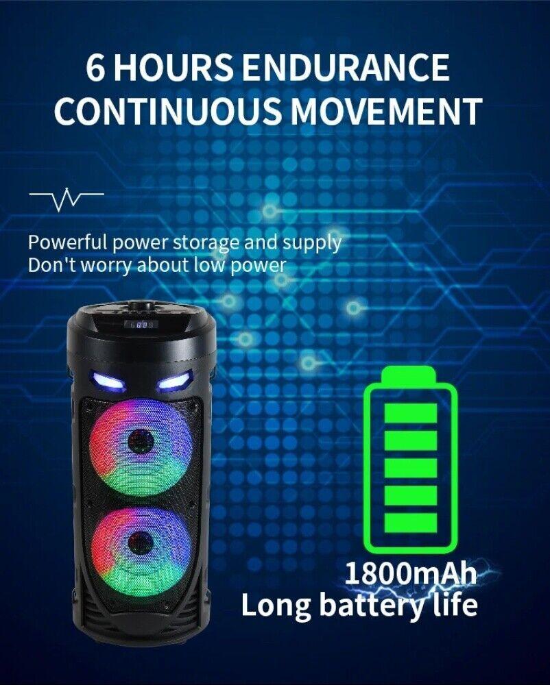 Portable Bluetooth 5.0 Party Speaker with Sub Woofer Heavy Bass Sound System MIC LED Lighting USB FM Radio Karaoke Input Adjustable Strap for Outdoor Use TWS Function UK Seller Fast Delivery Card Audio - Stereo, Cable Smartphone Colorful Remote Control